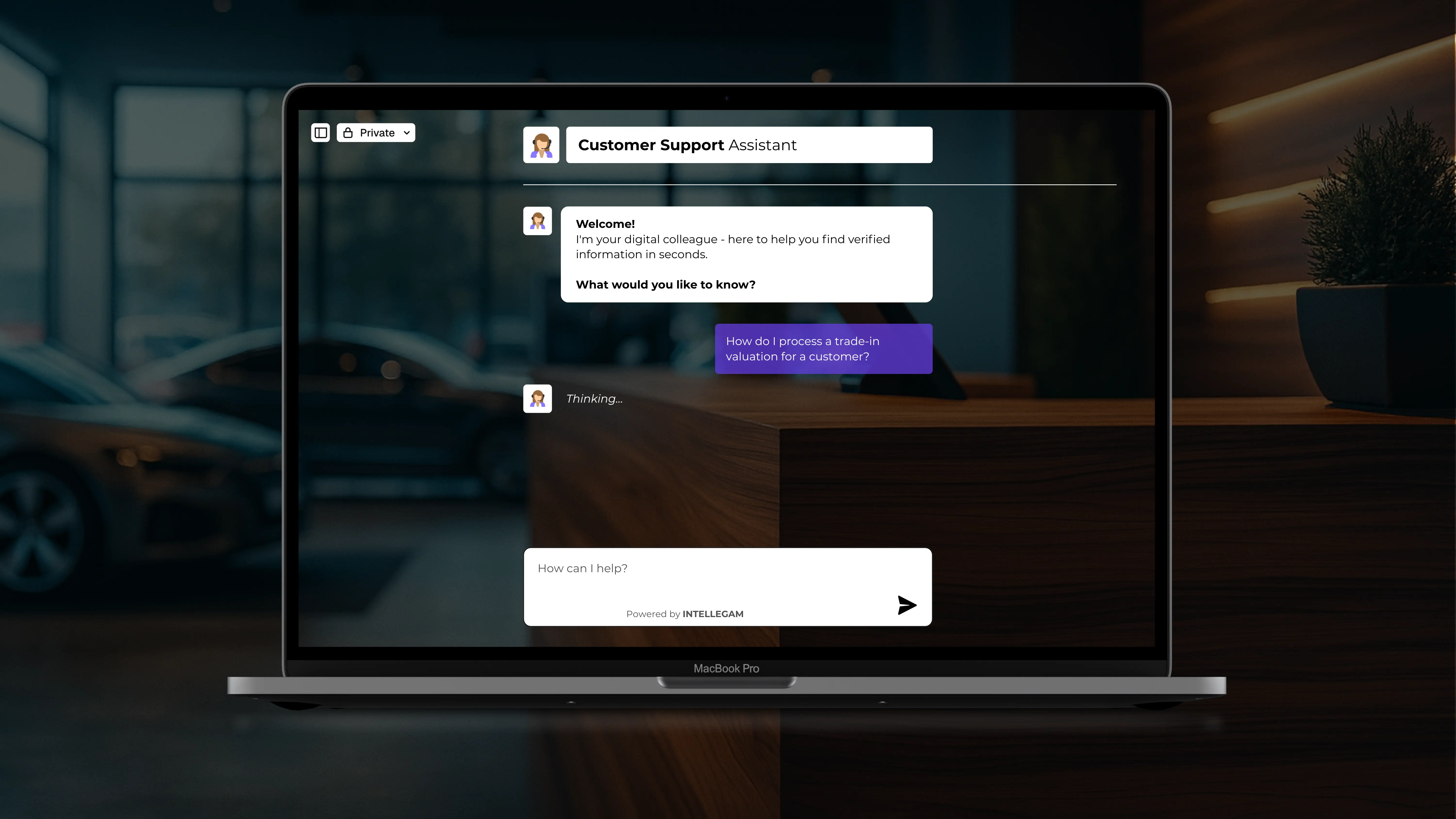 INTELLEGAM AI Assistant Interface