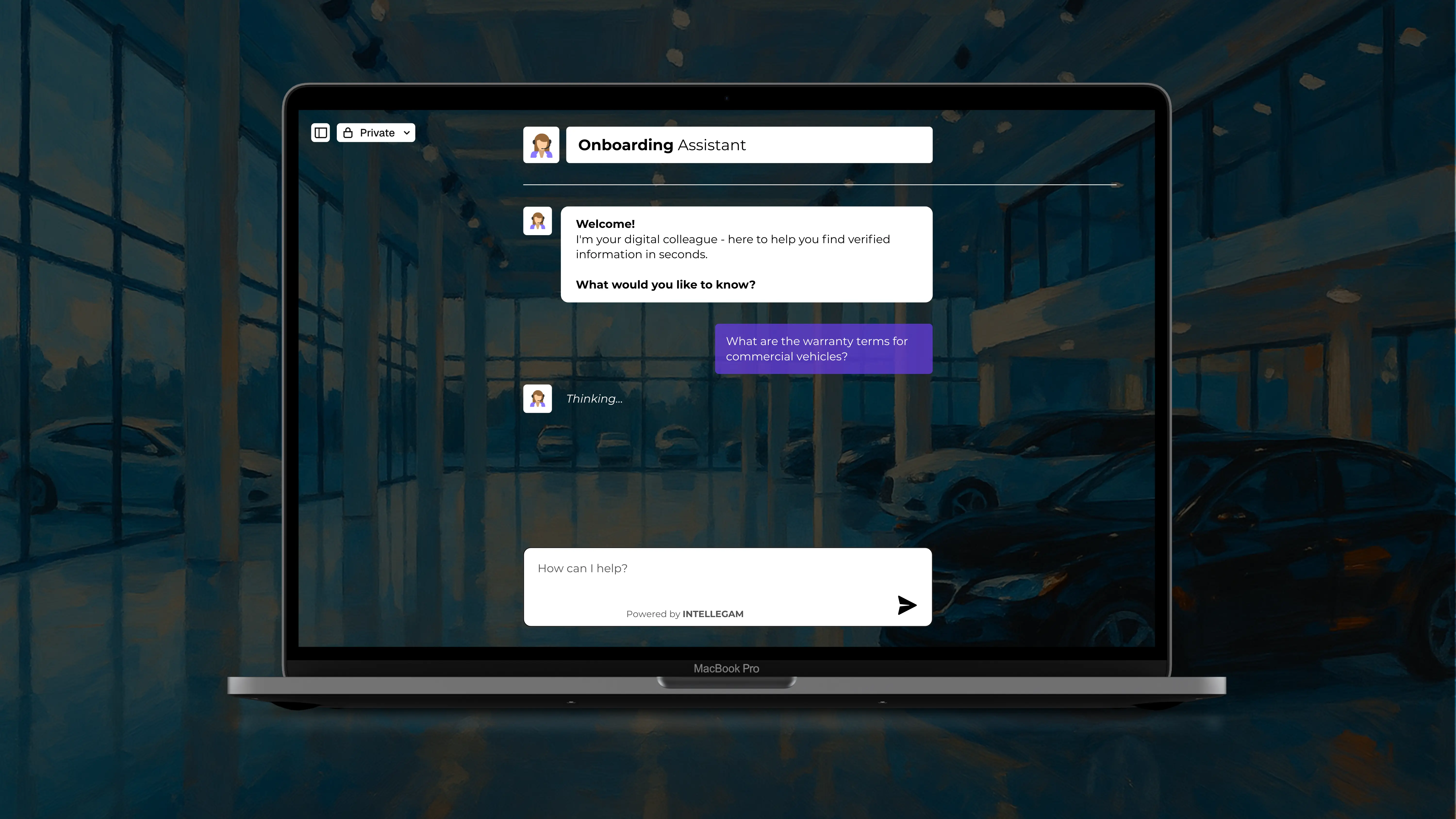 INTELLEGAM AI Assistant Interface