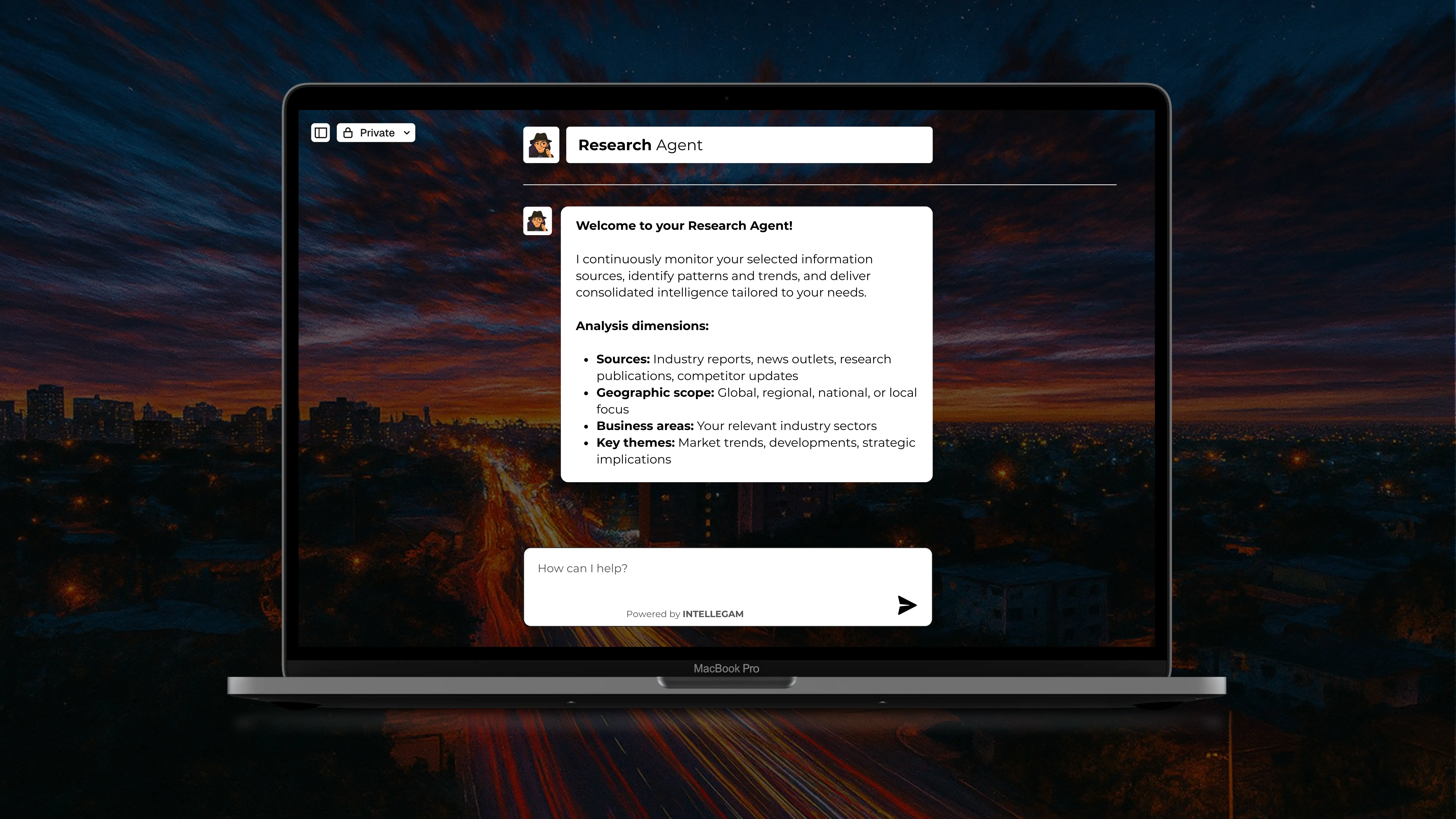 INTELLEGAM AI Assistant Interface